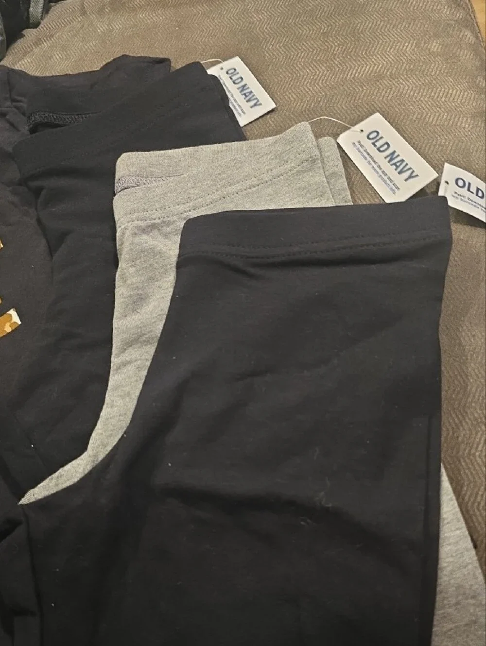 Old Navy Black & Gray Girls' Biker Shorts 3-Pack with Leopard Print Accent Shirt